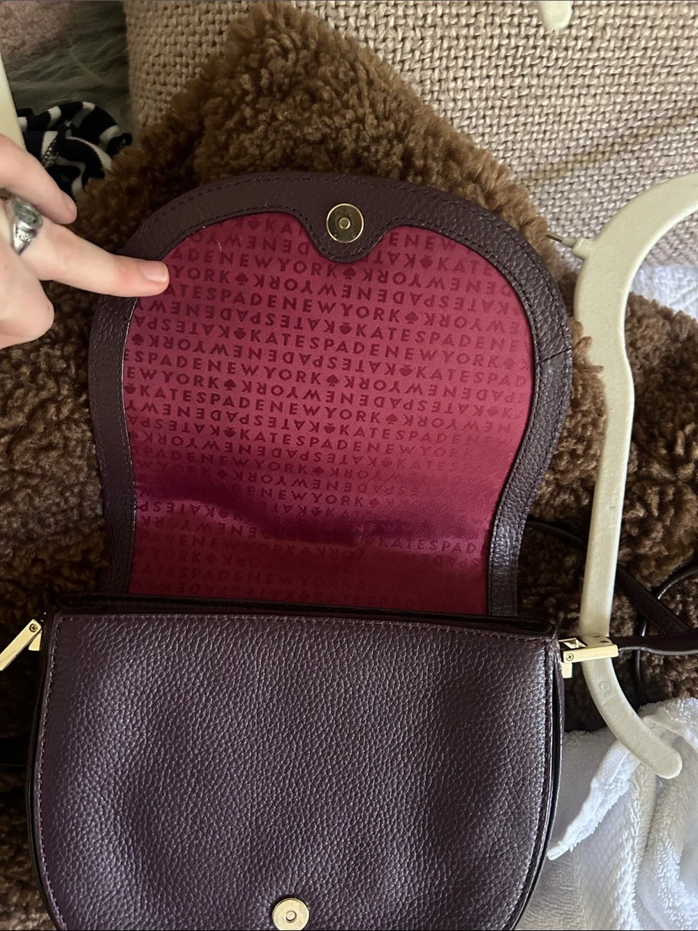 Kate Spade purple Leather Crossbody Saddle Bag